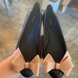 Melissa Blue and Pink Flats with Elegant Design